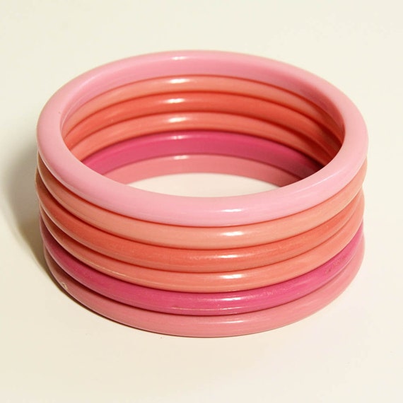 vintage bracelets bangle 80s plastic lot of 6 by OldCottonwood