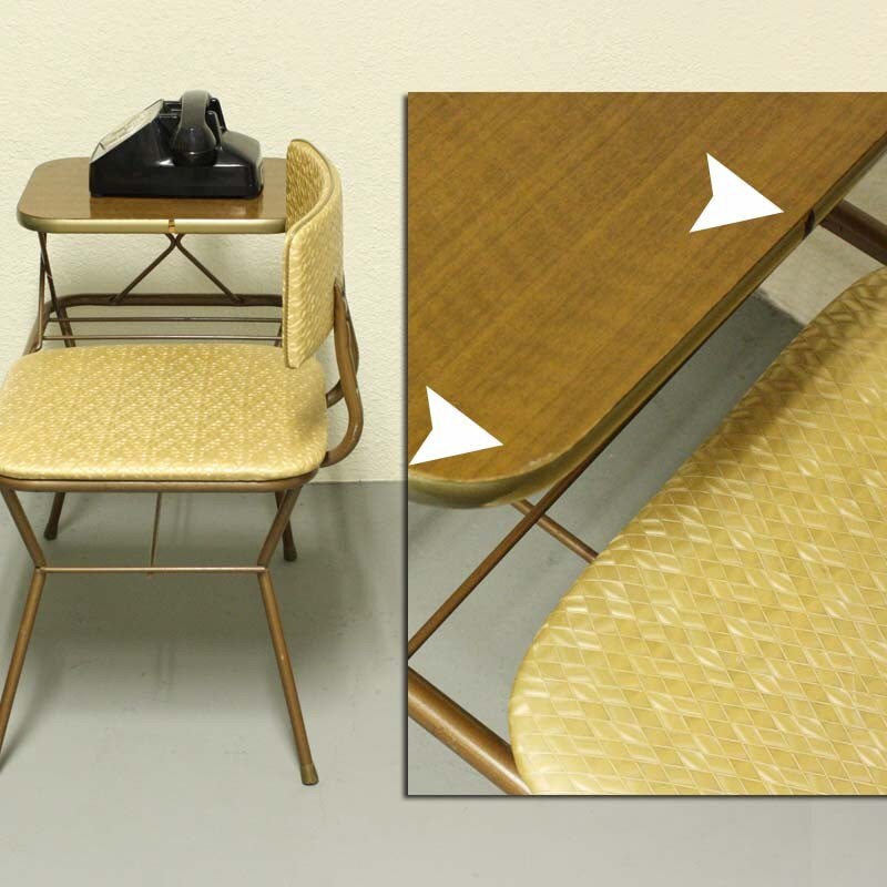 vintage telephone table gold and brown gossip center