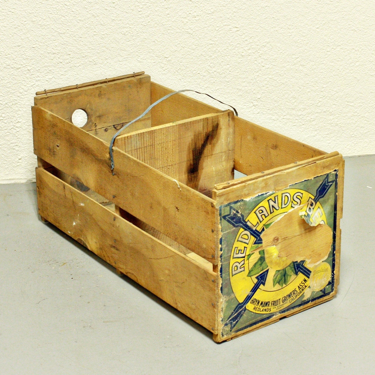 Vintage wood crate  orange crate  produce crate  Redlands