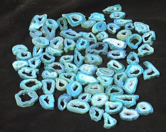 AAA Aqua Blue Druzy Agate Polished Geode Slices Pack of 10 Pieces (polished on both sides)