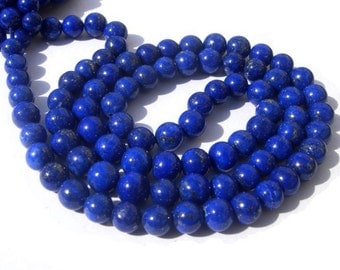 Full 16 Inches - Natural Undyed AAA Lapis Lazuli Smooth Polished Round Beads Size 3.5 - 4.5mm approx
