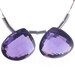 Matched Pair - Amethyst Faceted Heart Shaped Briolette Size 21x21mm