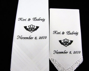 Irish Claddagh Symbol Personalized Wedding Handkerchiefs