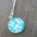 Turquoise Blue White Floral Origami Paper Pendant Spring Fashion