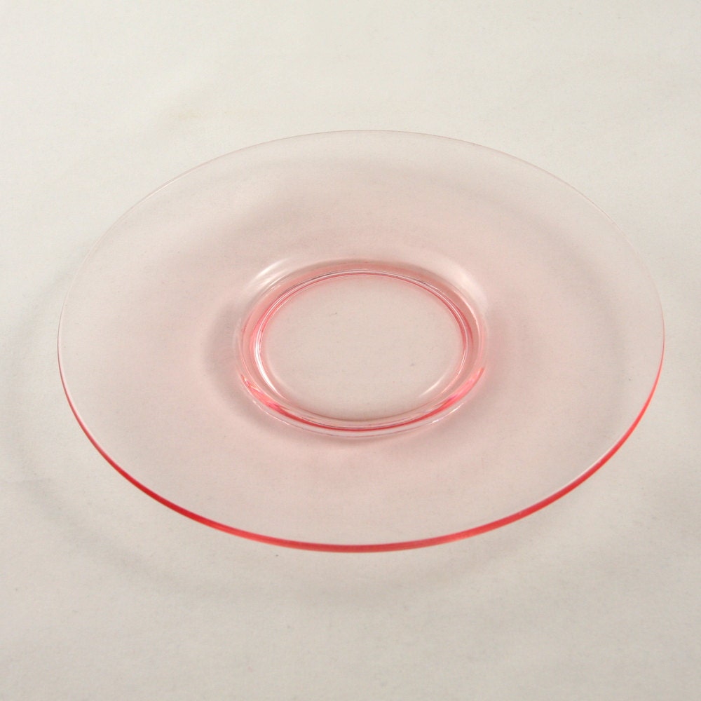 Elegant Glass Pink Salad Dessert Plate Vintage Depression Era