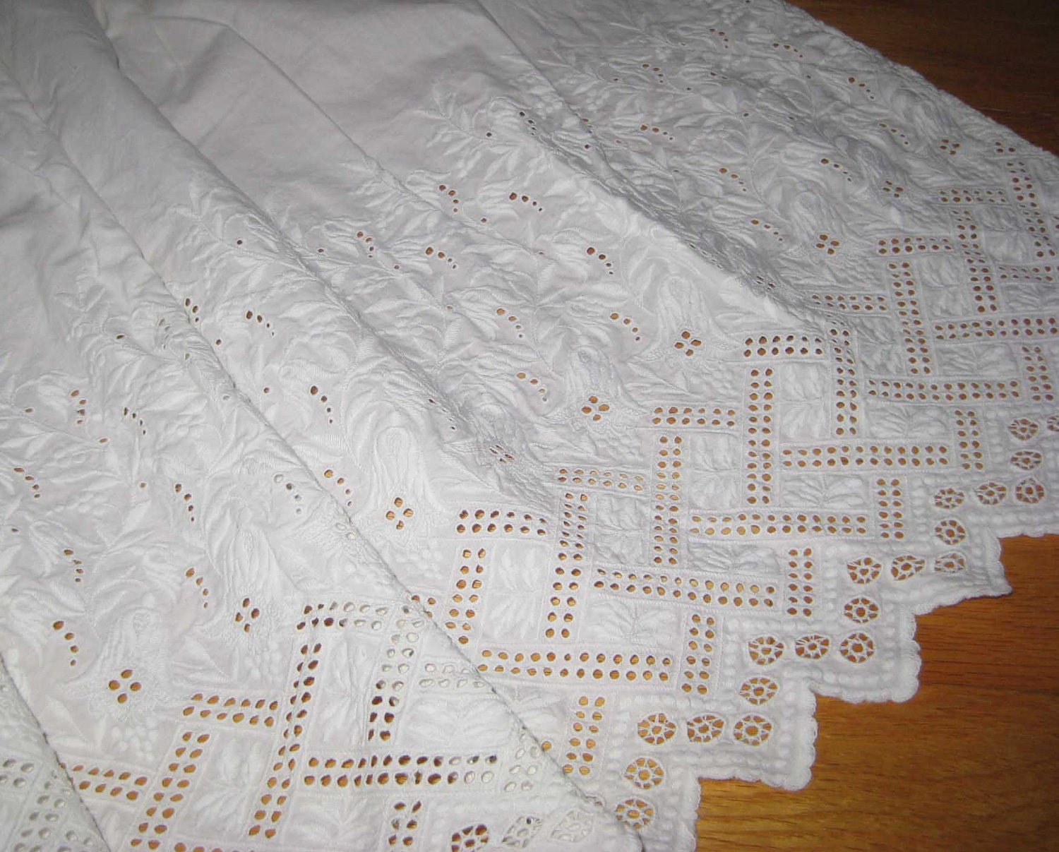 Antique Ayrshire Lace Panel Embroidery WhiteWork by ciderantiques