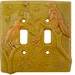Birds Ceramic Light Switch Cover (double toggle- apricot gold)