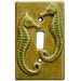 Ceramic Light Switch Cover- Seahorses Single Toggle Switch Plate in Tan Emerald Glaze