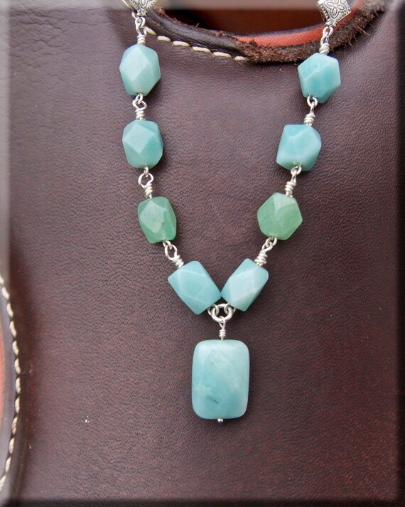 Green And Blue a natural stone necklace of by WillowRiver3 on Etsy