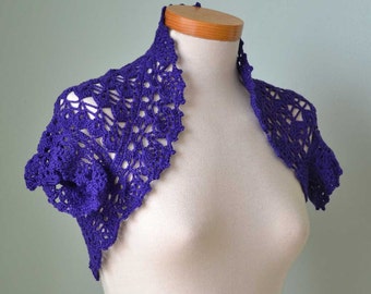 Crochet shrug, bolero, Purple, Cotton, Size S/M, C300
