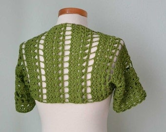Crochet shrug bolero, Green, lace, Size S/M, G732