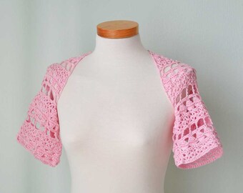 Crochet shrug bolero, Pink, Size S/M, G733