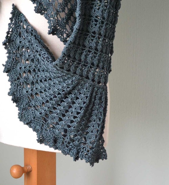 Grey Green lacy cotton crochet shrug cardigan by Berniolie on Etsy