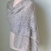 Silver grey crochet lace shawl stole