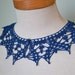 Lace crochet collar, blue cotton F582