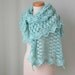 Mint aqua lace crochet stole cotton G698