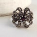 Vintage Sterling Silver Marcasite Ring - Flower or Bow Design with Garnet - Size 8