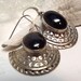 AZTEC - Vintage Sterling Silver and Onyx Drop Earrings