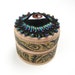 Cyclops Jewelry Box Felt Embroidery Gold Paisley Painted Pattern Brown Eyeball