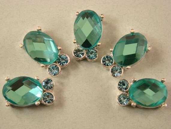 2 Hole Slider Beads Wings Aqua Made with Swarovski Elements #7