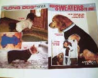 Knitting Patterns For Dog Sweaters to Knit in a Booklet. For All Dog Sizes includes" Long Dogs" (standard dachshund, corgi, basset)