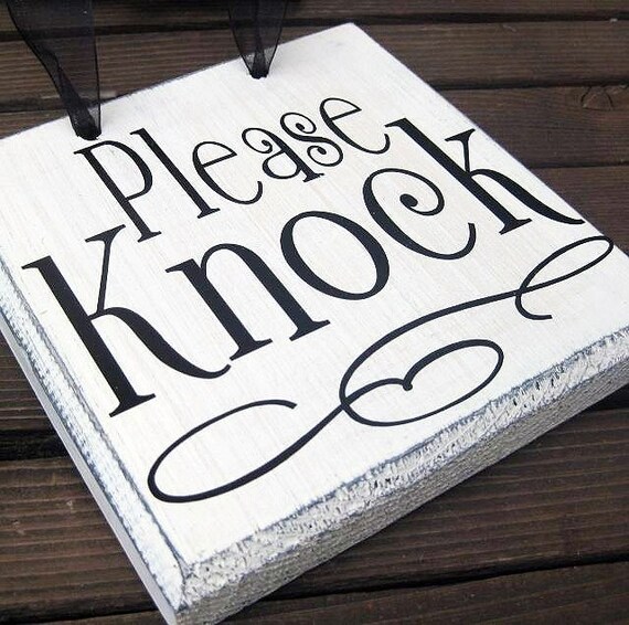 Please Knock Sign Wood Knock Sign Baby Sleeping Solid Wood