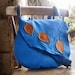 Handmade Leather Large bag, in Pacific Blue leather with fairy leaves, by Fairysteps POD 1954