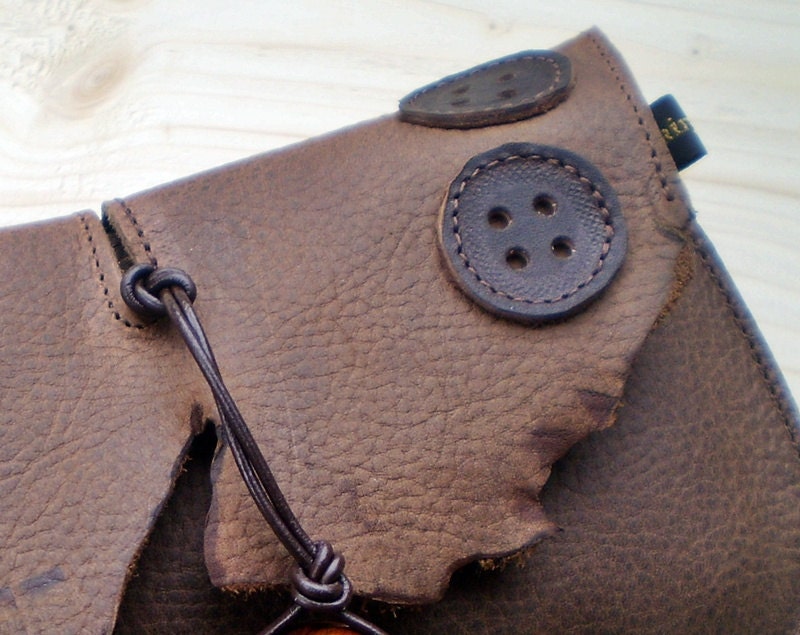 Handmade Leather clutch Purse Bag WILD OAK antiqued leather