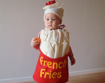 Baby French Fry Costume Infant Newborn Toddler Halloween Costume French Fries with a Dollop of Ketchup Dress Up Photo Prop Purim
