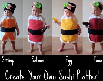 Baby Halloween Costume Sushi Costume Photo Prop Newborn Costume Infant Costume Group Costume Ginger Wasabi Nigiri Sushi Children