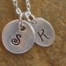 2 Tiny Initial Tag Hand Stamped Mother's Necklace