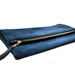 LAST ONE Oversized leather fold clutch in navy blue with black detailing