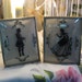 Pair Framed Silhouettes under Curved Glass - Shabby Romantic Cottage