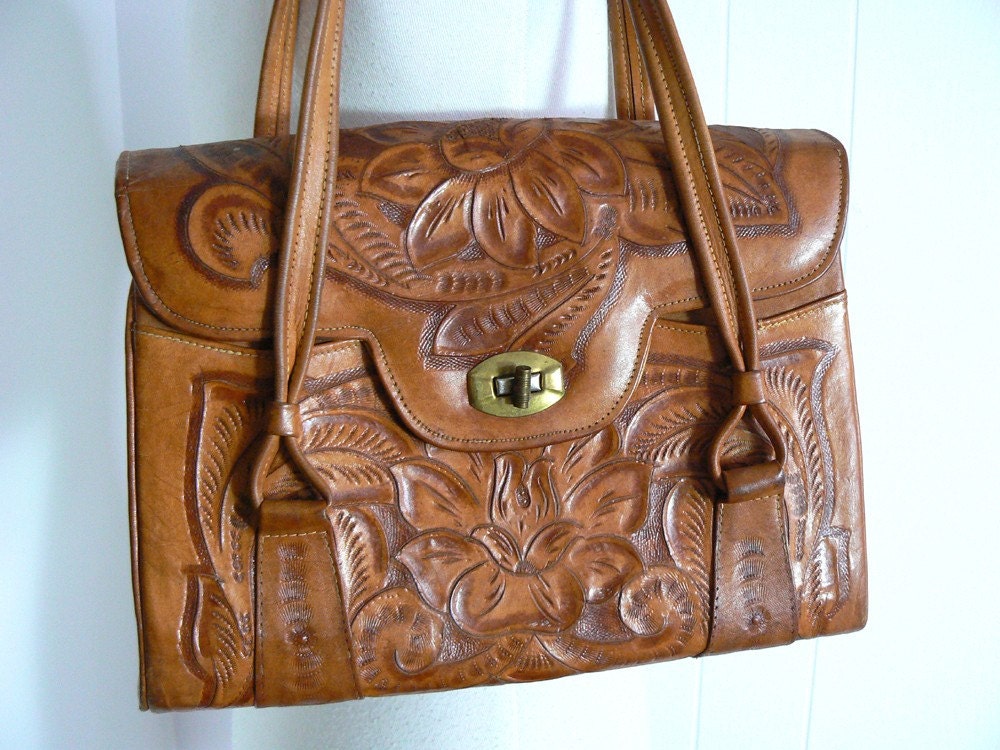 Mexican Tooled Leather Handbag