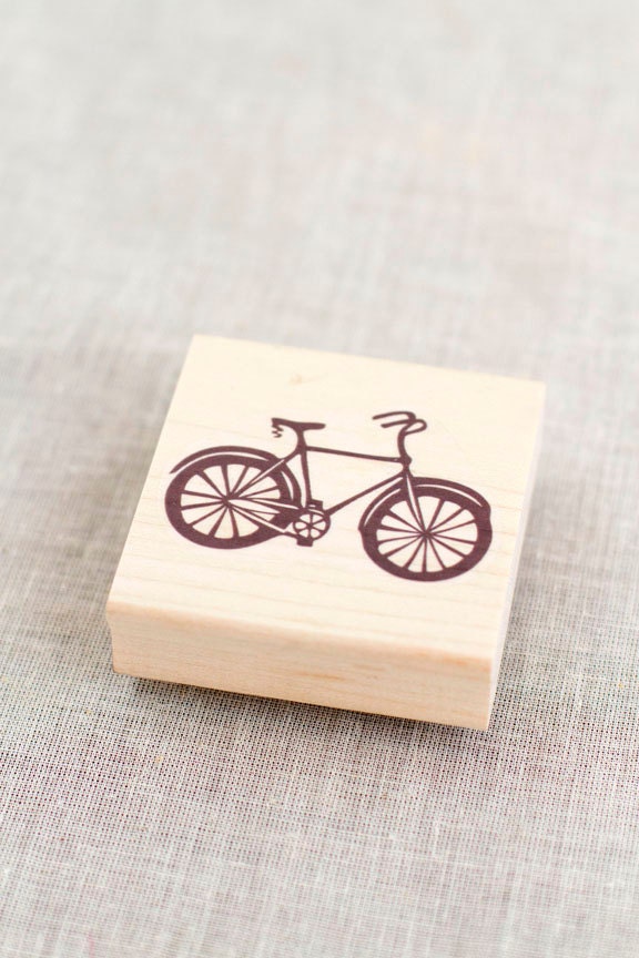 Bicycle Stamp Handcrafted and Wood Mounted Great for