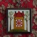 original artwork pendant necklace - primitive folk house with quilt OP-1201