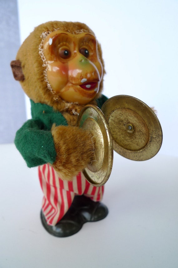 vintage windup cymbal playing monkey
