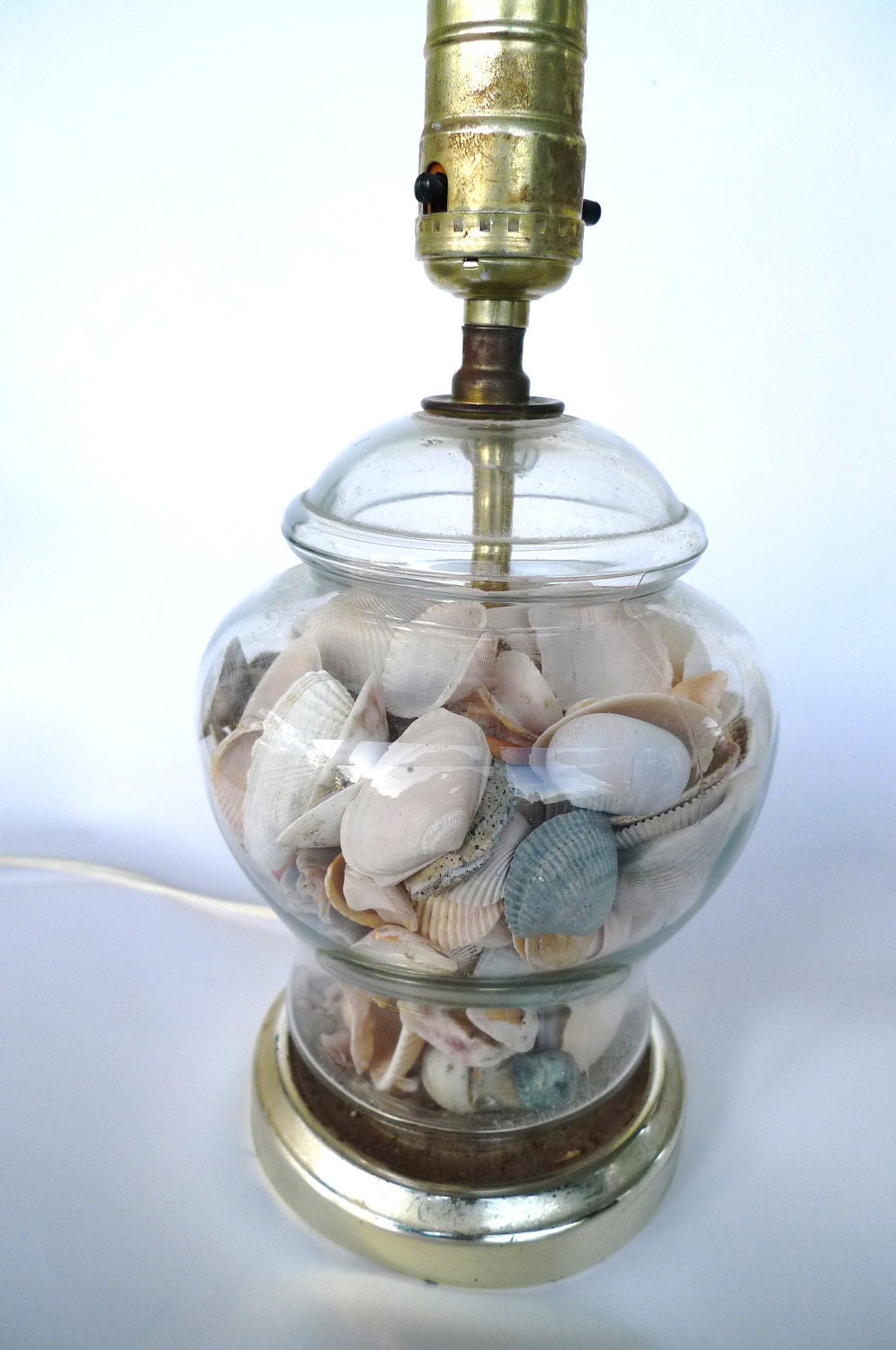 vintage seashell lamp glass fill able 80s table lamp
