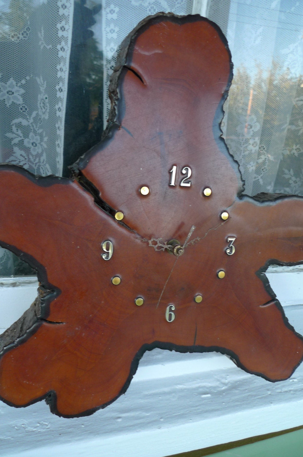 cypress slab wood and resin clock florida souvenir 1970s