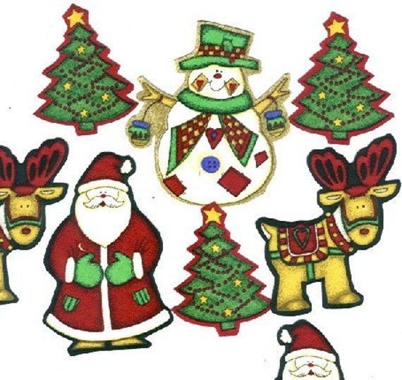 Christmas Batch Iron On Fabric Appliques by countrysinger on Etsy