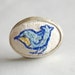 Handmade Sterling Silver Brooch with Embroidered Blue Bird