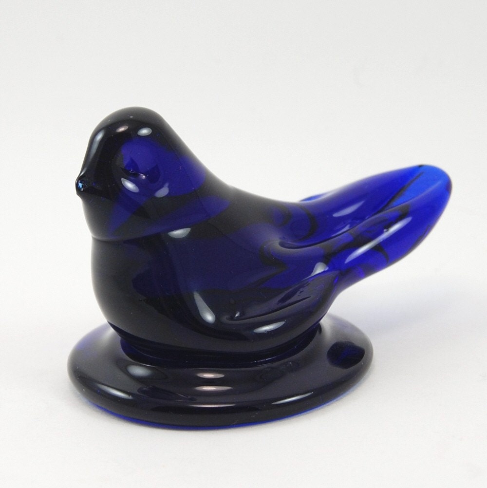 Cobalt Blue Glass Bird Figurine By Rebeccasfinds On Etsy