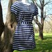 Vintage 60s Bobbie Brooks Blue and White Nautical Striped Mini Dress with Belt S Like new