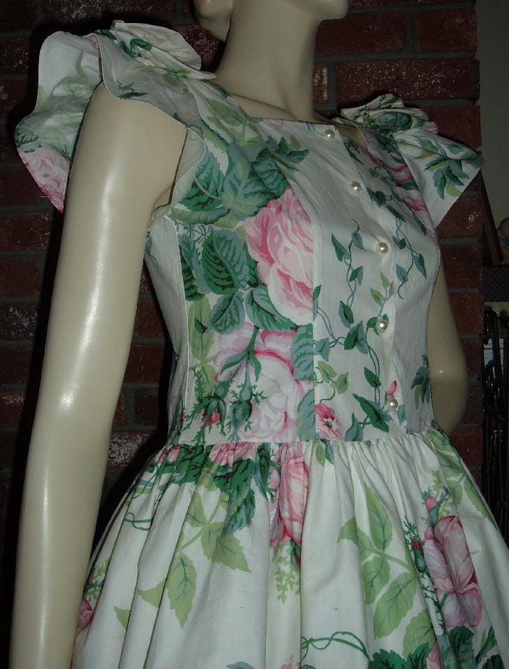 Vintage 80s Floral Chintz Bubble Pouf Skirt Prom Garden Party