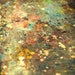 Artist table, modern decor, teal mustard red green paint splatter on the artist's palette fine art photograph. 44"x60"
