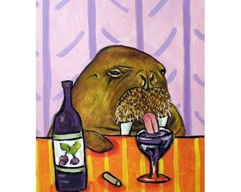 Walrus at the Wine Bar Art Print