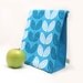 Insulated Lunch Bag for Back to School in a Modern Teal Blue Leaf Print