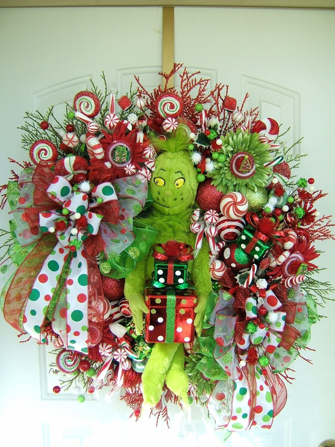 Custom Order Christmas wreath Christmas candy Grinch