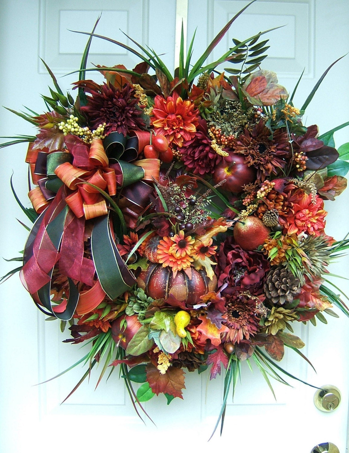 LG BEAUTIFUL FALL AUTUMN SILK FLORAL WREATH