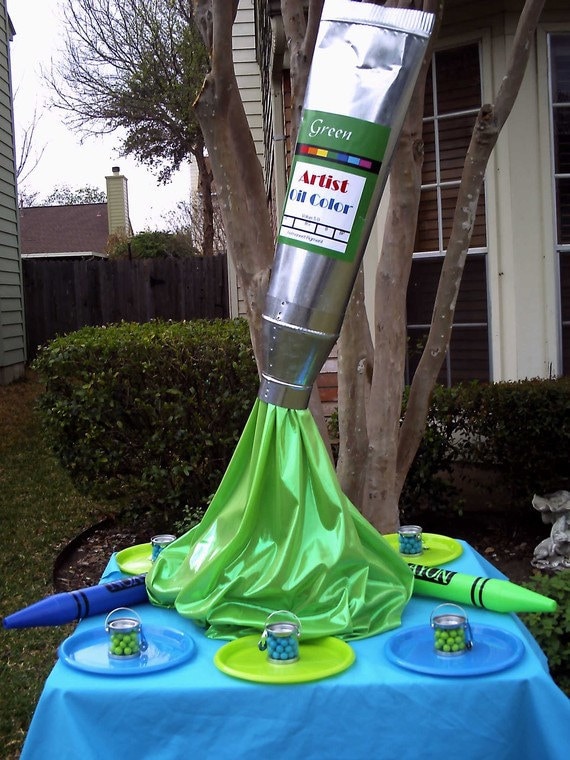 Giant paint tube centerpiece